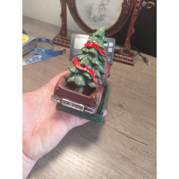 Decorative Resin Truck with Christmas Tree Stocking Hanger, Red Green Brown - Picture 2 of 6